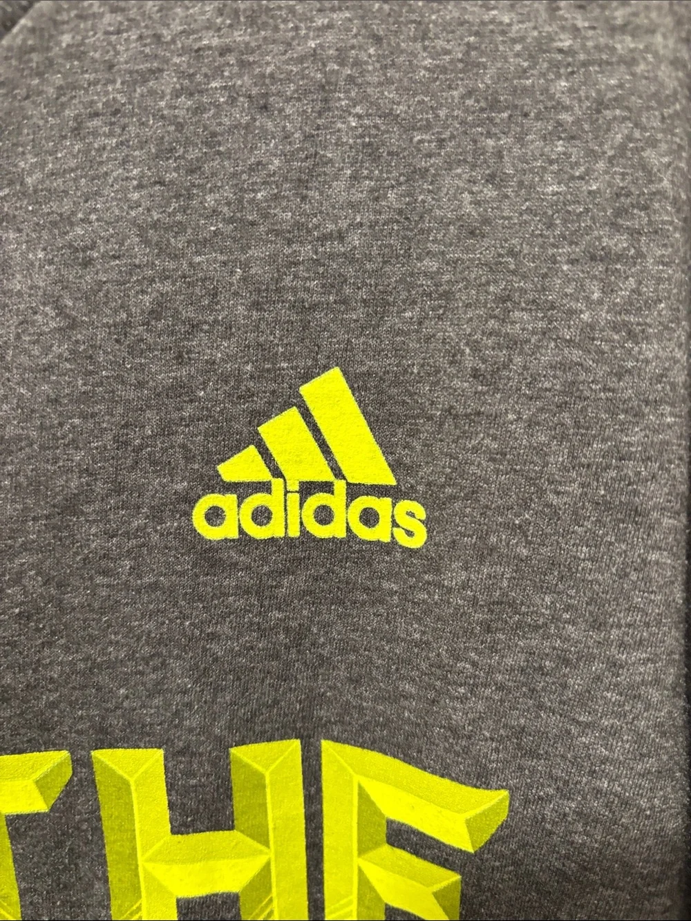 adidas Charcoal T-Shirt with Neon Yellow 'Feed The Grind' Graphic
